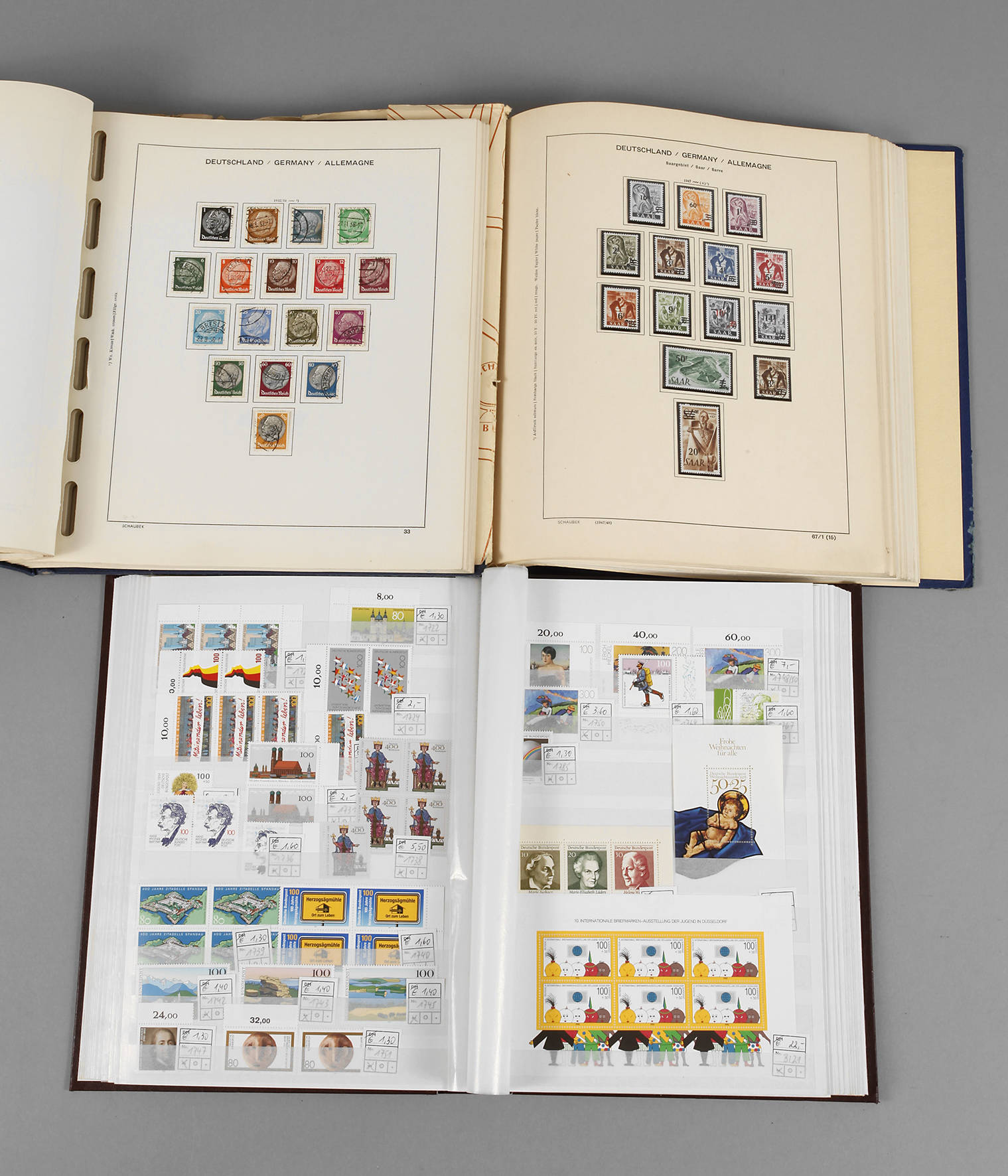 Briefmarkenalben Deutsches Reich/Europa mit Saaranteil