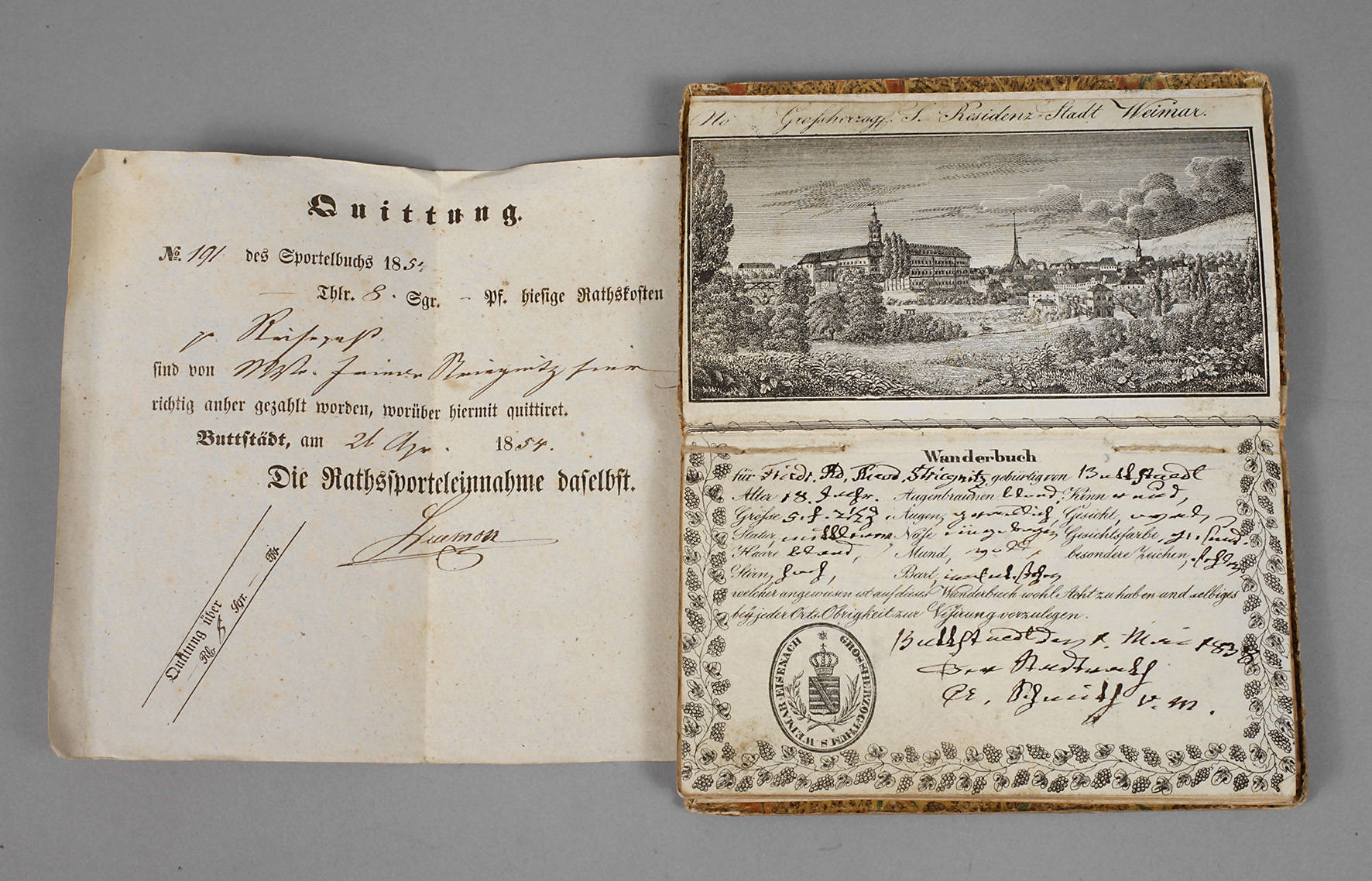 Wanderbuch für Handwerksgesellen Sachsen-Weimar