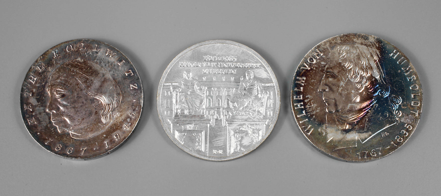 Dreimal Silber-Gedenkmünzen DDR