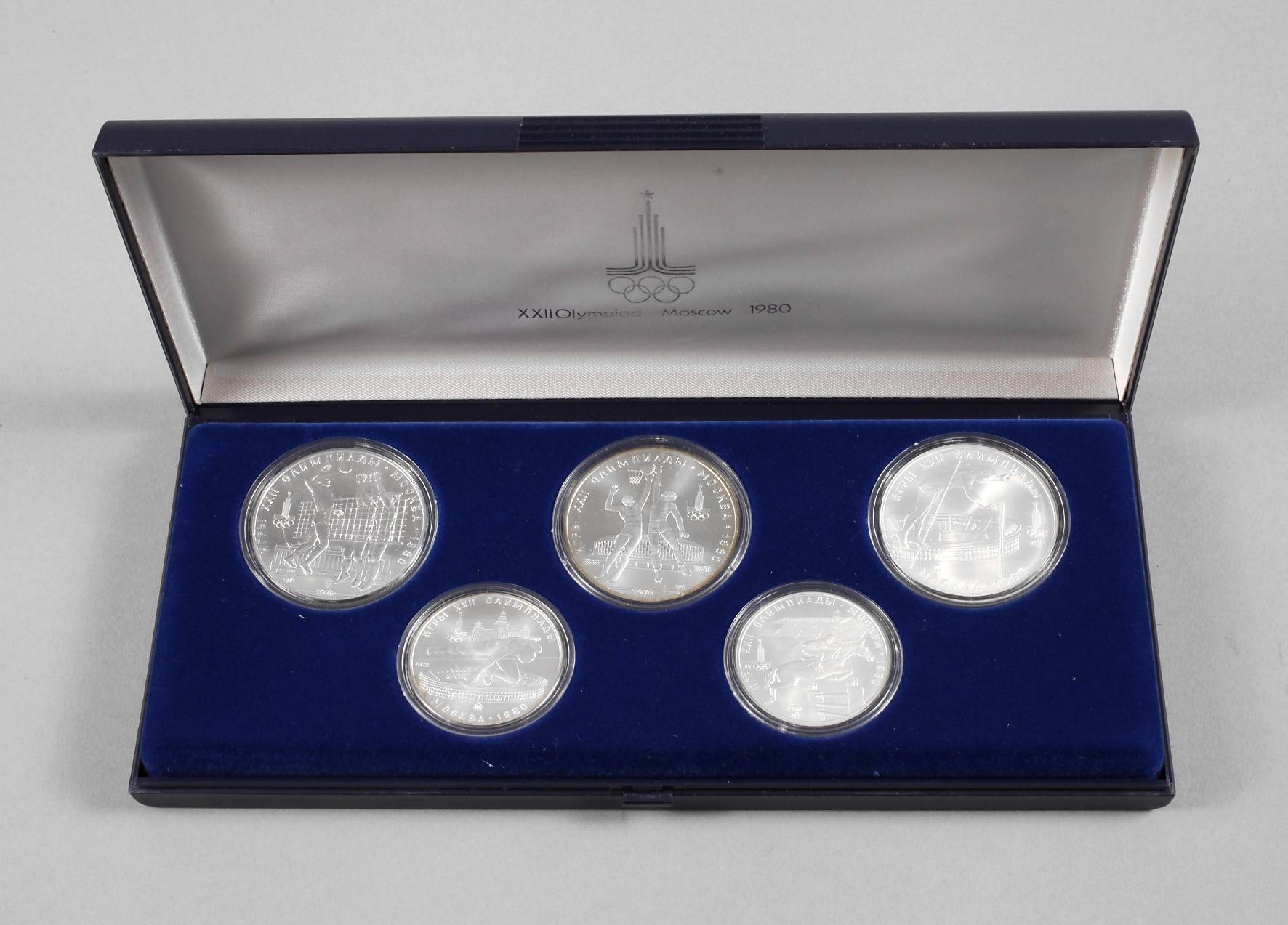 Etui Silbermünzen Olympiade Moskau