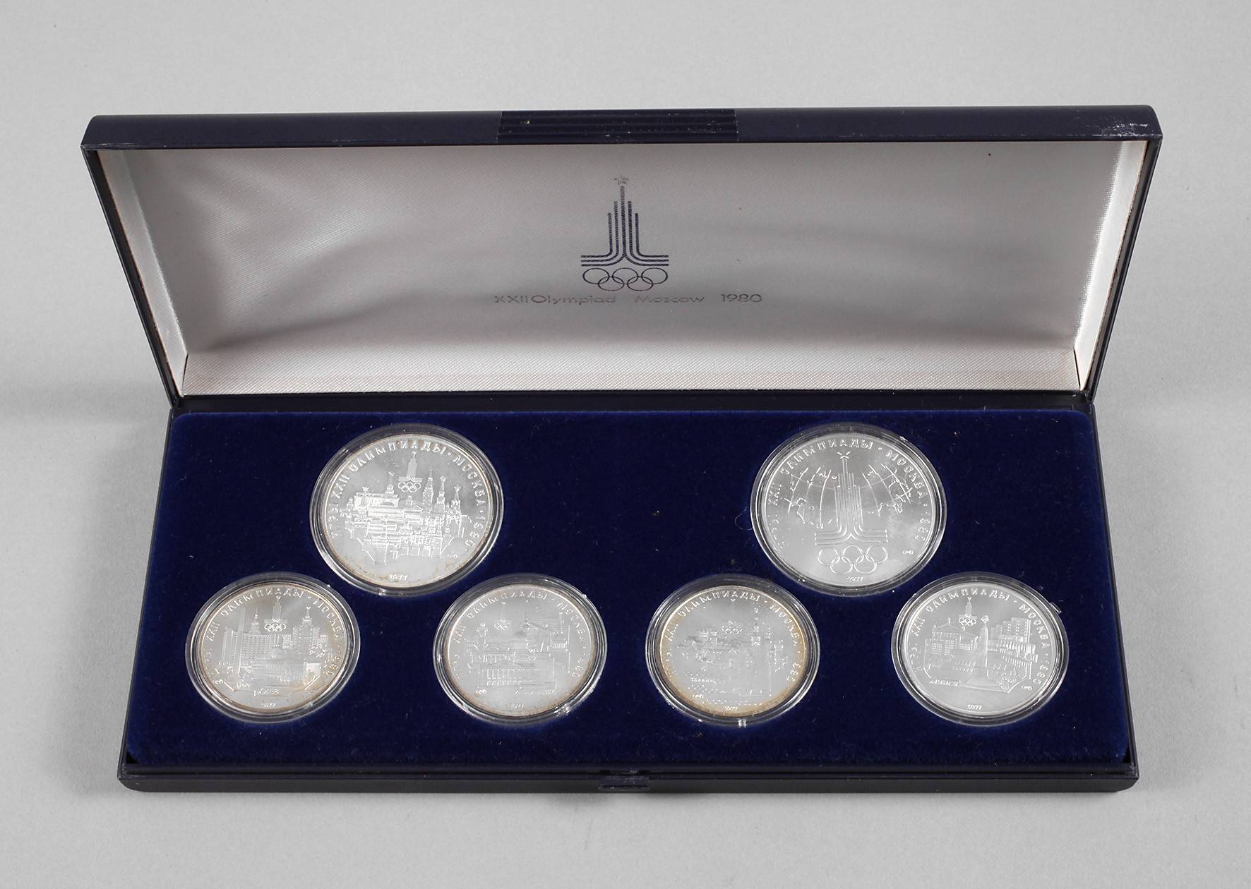 Etui Silbermünzen Olympiade Moskau