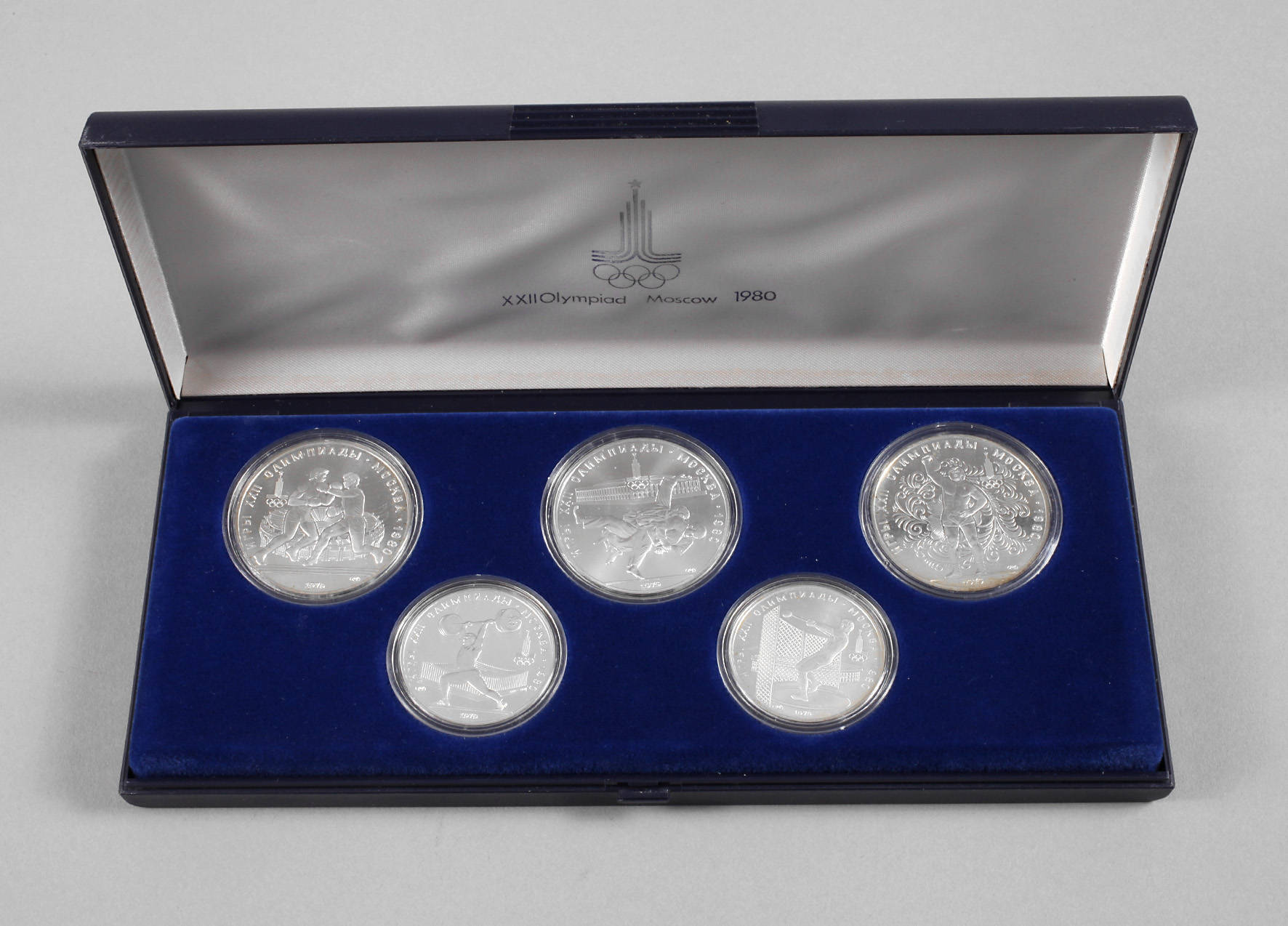 Etui Silbermünzen Olympiade Moskau