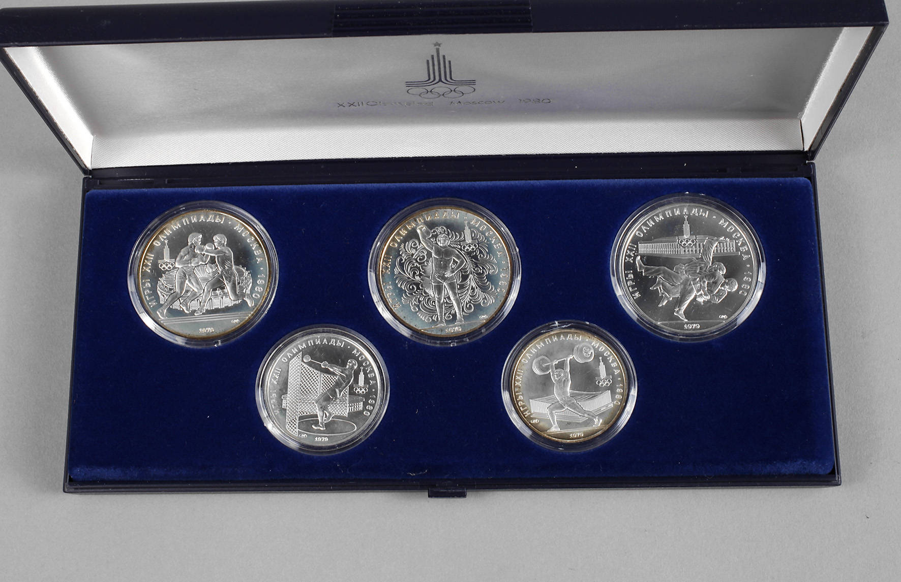 Etui Silbermünzen Olympiade Moskau