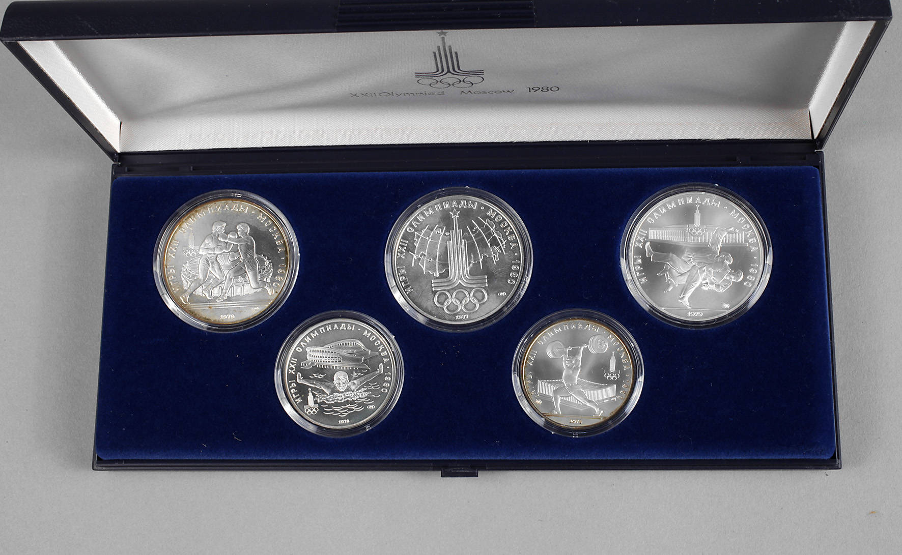 Etui Silbermünzen Olympiade Moskau