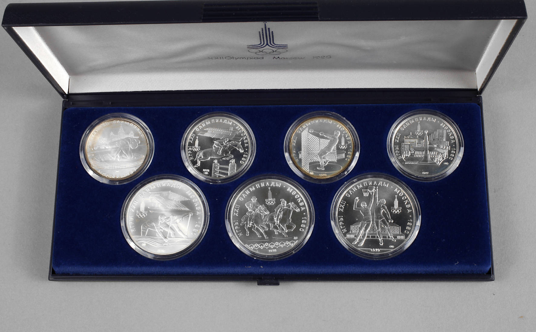 Etui Silbermünzen Olympiade Moskau