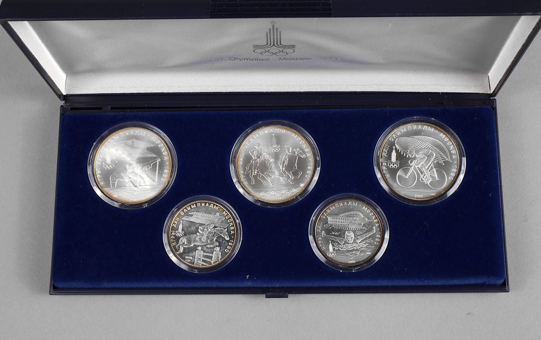 Etui Silbermünzen Olympiade Moskau
