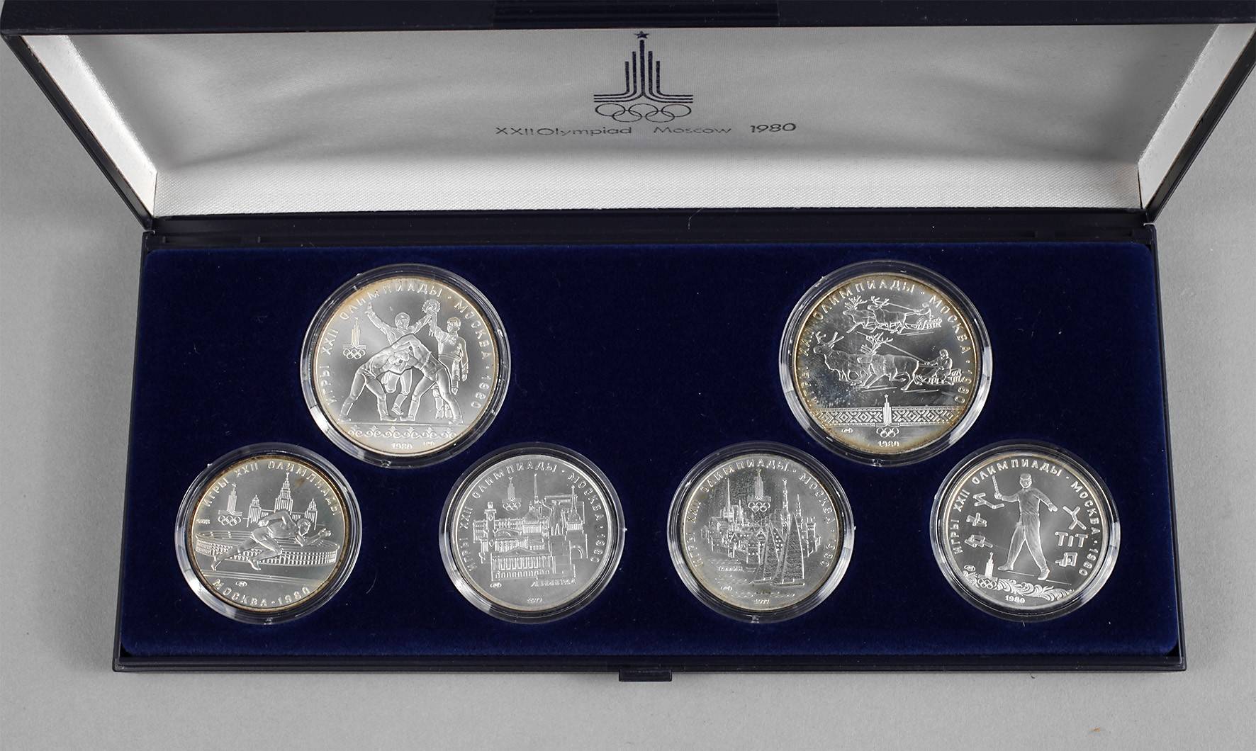 Etui Silbermünzen Olympiade Moskau