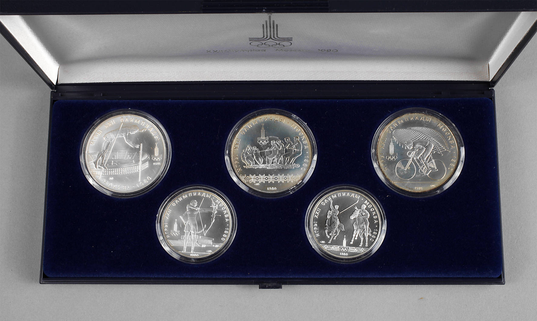 Etui Silbermünzen Olympiade Moskau