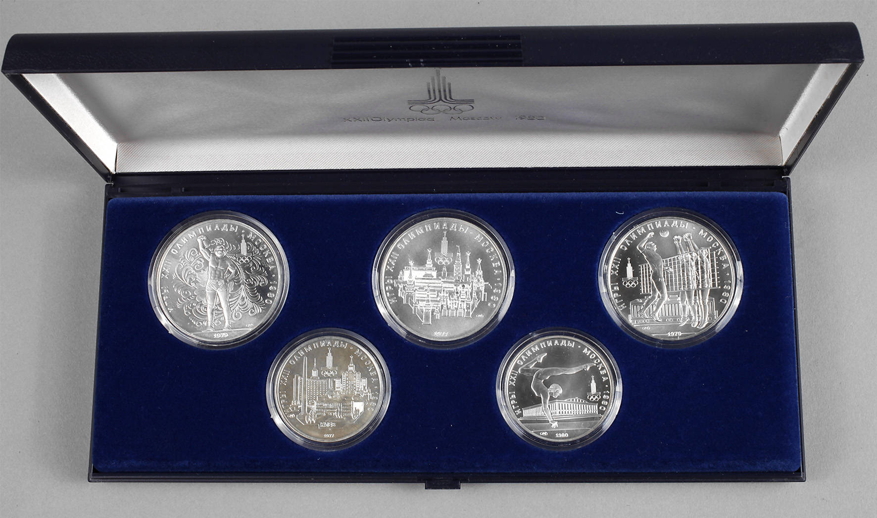 Etui Silbermünzen Olympiade Moskau