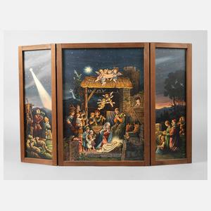 Große Papierkrippe in Triptychonform
