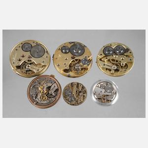 Sechs Uhrwerke