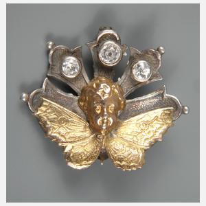 Engelsbrosche mit Diamantbesatz von zusammen ca. 0,6 ct