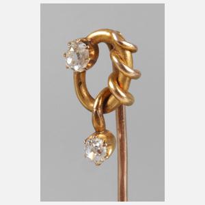Reversnadel mit Diamantbesatz ca. 0,4 ct