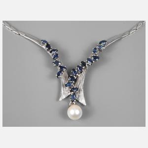 Collier mit Saphiren und Perle