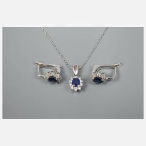Schmuckset mit Saphiren und Diamanten