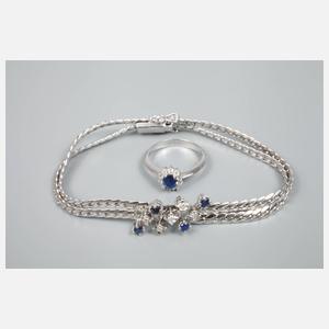 Schmuckset mit Saphiren und Diamanten