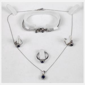 Schmuckset mit Saphiren und Diamanten