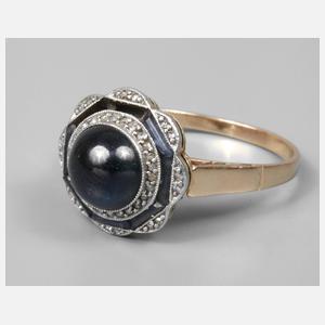 Damenring mit Saphir und Diamanten