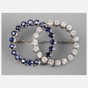 Brosche mit Saphiren und Brillanten