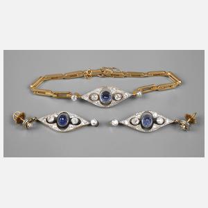 Feines Schmuckset mit Saphiren und Diamanten