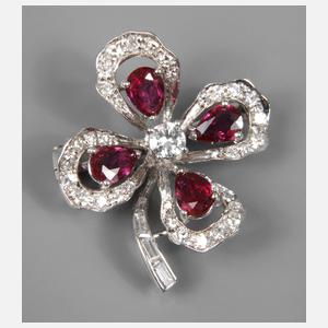 Brosche mit Rubinen und Brillanten