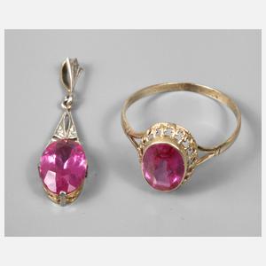 Zwei Schmuckteile mit Steinbesatz