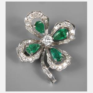 Brosche mit Smaragden und Brillanten