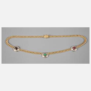 Collier mit Rubinen, Saphiren, Smaragden und Diamanten