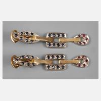 Paar Ohrhänger mit Saphiren und Rubinen111