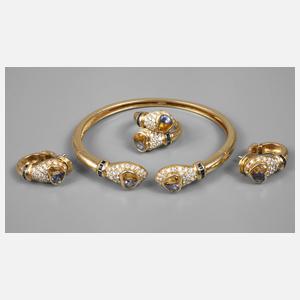 Schmuckset mit Saphiren und Brillanten
