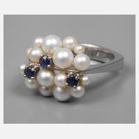 Damenring mit Perlen und Saphiren111