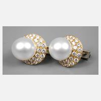 Paar Ohrstecker mit großer Perle und Brillanten von ca. 2 ct111
