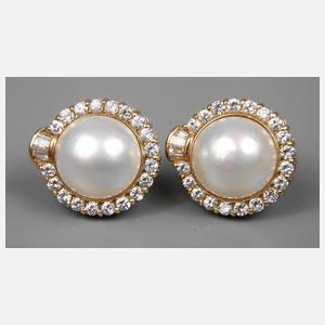 Paar Ohrstecker mit Mabéperle und Brillanten