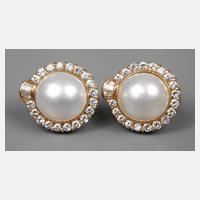 Paar Ohrstecker mit Mabéperle und Brillanten111