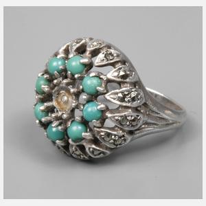 Damenring mit Türkisen und Markasiten