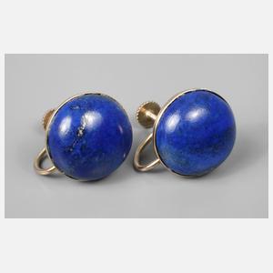 Paar Ohrschrauben mit Lapislazulibesatz