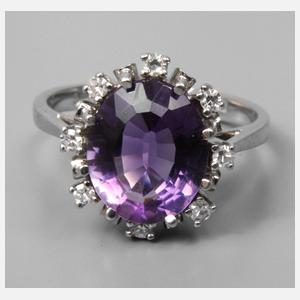 Damenring mit Amethyst und Diamanten