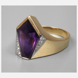 Damenring mit Amethyst und Diamanten