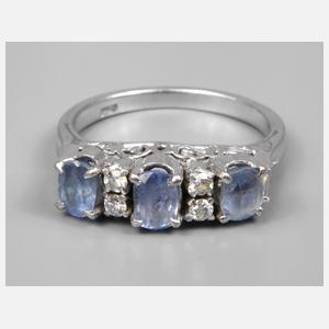 Damenring mit Tansaniten und Brillanten