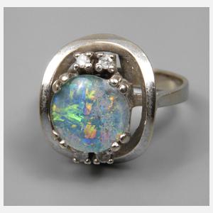 Damenring mit Opal und Diamanten