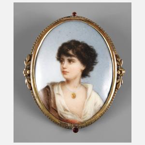 Brosche mit Porzellanmalerei