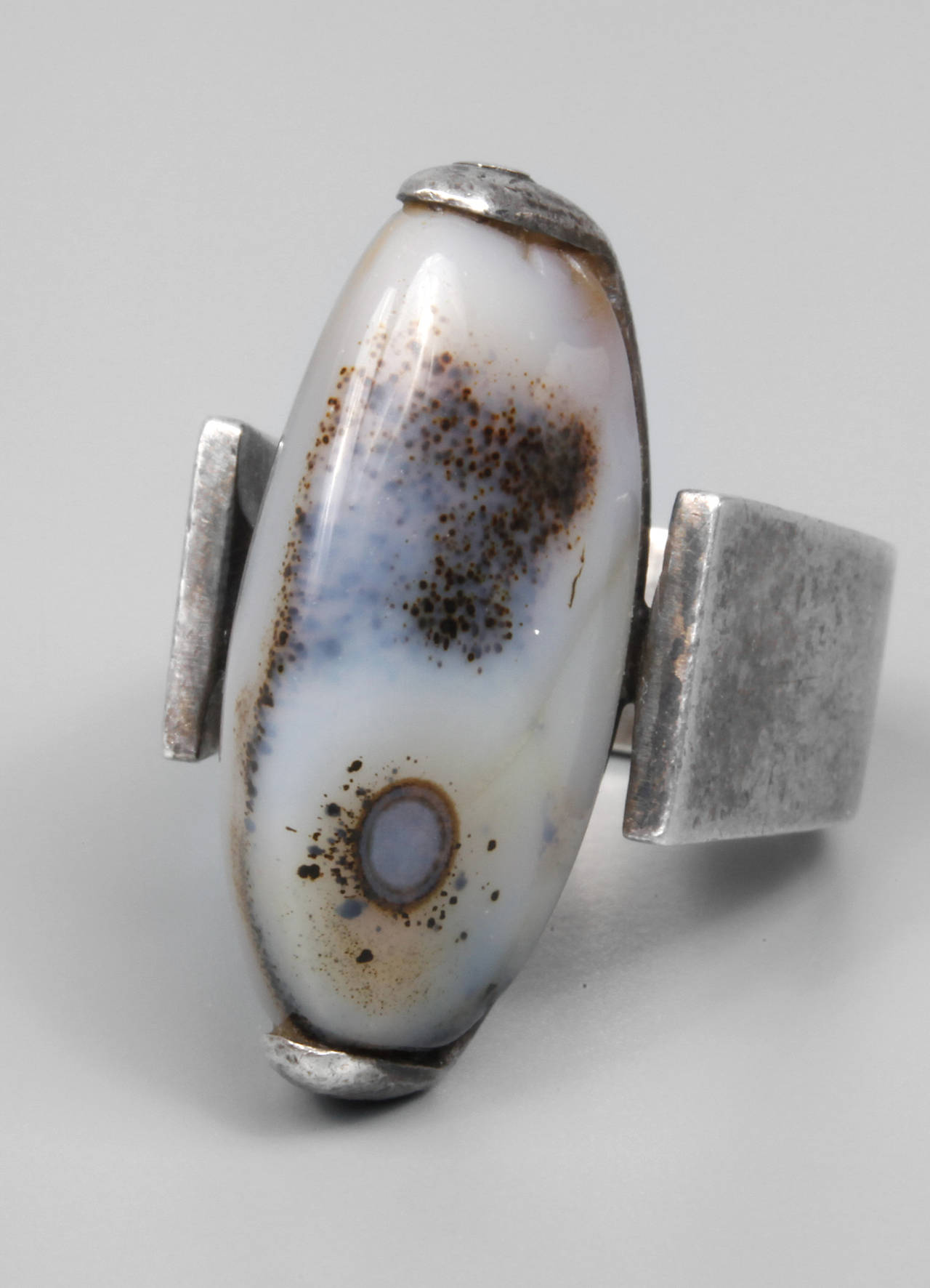 Designerring mit Moosachat