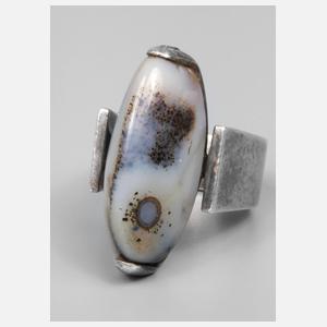 Designerring mit Moosachat