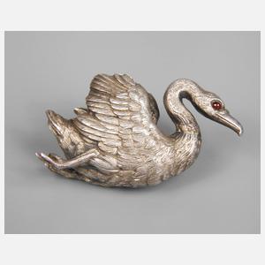 Silberbrosche als Schwan