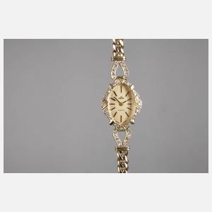 Goldene Damenarmbanduhr mit Diamantbesatz