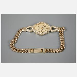 Goldene Damenarmbanduhr mit Diamantbesatz
