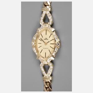 Goldene Damenarmbanduhr mit Diamantbesatz