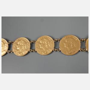 Uhrenkette mit Münzbesatz