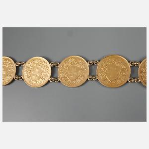 Uhrenkette mit Münzbesatz