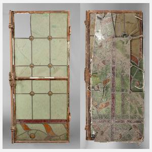 Paar Bleiverglasungen im Stahlfederrahmen
